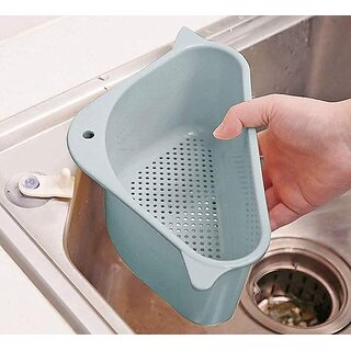 Multipurpose Kitchen Sink Corner Strainer Basket with Suction Holder  Plastic Sink Drain Storage Organizer Tray for Was
