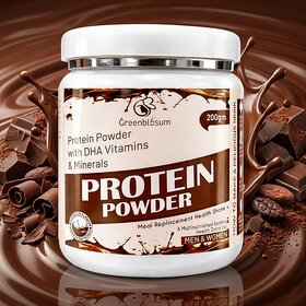 Protein Powder with DHA Vitamins  Minerals  Health Shake  Chocolate Flavour  200g  For Men  Women