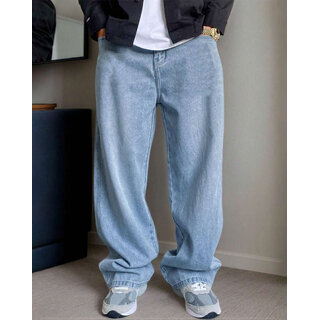 Ausk Men's Light Blue Solid Relaxed Fit Jeans