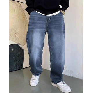 Ausk Men's Blue Solid Relaxed Fit Jeans