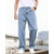 Ausk Men's Light Blue Solid Relaxed Fit Jeans
