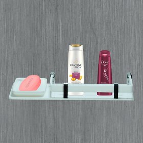 Sarvatr Acrylic 3 in 1 Soap Dish WITH Rack Bathroom Accessories (12 x 5 Inches) Acrylic Wall Shelf