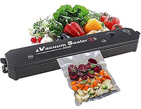 Vacuum Sealer Machine Powerful Electric Automatic Air Sealing Vacuum Packing Machine with 15 Preservation Bags for Fresh Fruits Meat and Vegetables (90W)