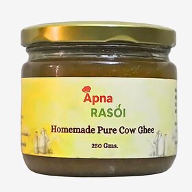 Apna Rasoi Homemade Desi Cow Ghee  250g Glass Jar, Authentic Handmade Ghee from Village Kitchen  Traditional Method, Rich Aroma, No Preservatives  Pure & Natural Ghee Made in Rural Homes  Farm Fresh, Hand-Churned, Slow-Cooked  Direct from V