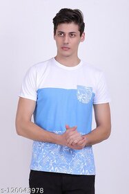 Fidato Men's Round Neck Half Sleeves Multicolor Tshirt (FDMARNC93)