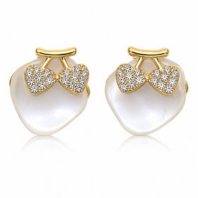 ROAVE Gold-Plated Mother of Pearl Heart Stud Earrings for Women with  Silicone Back Lightweight Everyday Fashion Jewelry