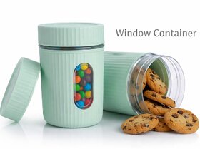 Kitchen Storage Container Set, Plastic Containers with Viewing Window, Airtight Lids for Coffee Tea Sugar Set of 2  Col