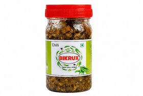 BIKRUX Homemade Green Chilli Pickle 250g | Traditional Indian Hari Mirch Achar | Spicy & Tangy