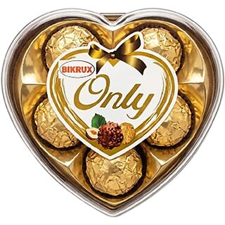 BIKRUX Premium Heart-Shaped Hazelnut Chocolate Gift Box (5 Pieces)
