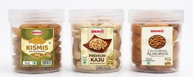 BIKRUX Premium Dry Fruits Combo Pack  Golden Kismis, Whole Kaju  California Almonds (3 x 50g)