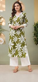 Elegant Green Printed Organza Kurti with Palazzo - Ethnic Wear for Women