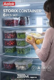 Fridge Storage Container - Pack of 6 Boxes  Durable, Air-Tight  Space Saving Fruits  Vegetables Organizer Boxes For R