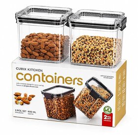 Food Storage Container Set with Secure Locking Lids Clear Pantry Organisers for Rice Flour Sugar and Cereals (Set of 2)