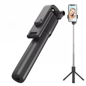 Premium R1 Bluetooth Selfie Sticks with Remote, 3-in-1 Multifunctional Selfie Stick Tripod Stand Mobile Stand Compatible with All Phones (Black)