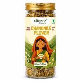 Nirvana Organic Chamomile Flower Tea - Herbal Relaxation Infusion for Sleep, Calming  Stress Relief
