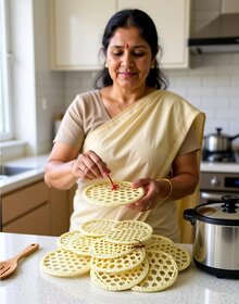 Idiyappam Plates, Natural Palm Leaf Plates, String Hopper Plate - Set of 7, idiyappam Thattu