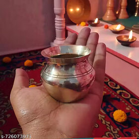(5 Inch) Pure Brass Puja Kalash  Small Size Lota for Daily Jal Arpan, Surya Arghya, and Spiritual Rituals (Gold Finish)