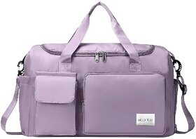 Travel Duffle Bag with Shoe Compartment, Purple, 44x18x29 cm  Water Resistant Nylon, Lightweight, Wet Pocket, Adjustable Shoulder Strap, Spacious Storage, Travel, Gym