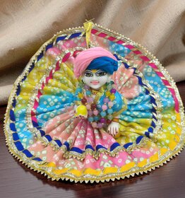 Multicolour Cotton Laddu Gopal Ji Dress with fancy Border  Handcrafted Devotional Wear