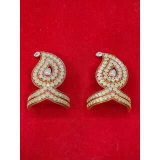 AD Mukut Crown for Deity Idols  Gold-Tone Zircon Floral Design (Size 4,5 laddu gopal)