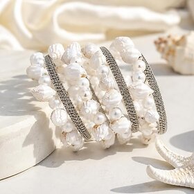 Handmade Shell Pearl Adjustable Bracelet for Women  Girls Beach Style Boho Fashion Bracelet for Daily Wear Party Vacati