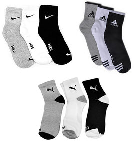 (Pack of 9 Pairs) Branded Men's Ankle Length Socks | Soft Breathable Casual & Sports Socks for Daily Wear