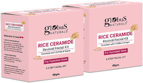 Globus Naturals Rice Ceramide 6 Step Facial Kit For Korean Glass Skin 40gm Set of 2_Play-1357