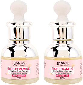 Globus Naturals Rice Ceramide Revival Face Serum Enriched with Coffee  Walnut For Glass Skin 30 ml pack of 2 _Play-1465