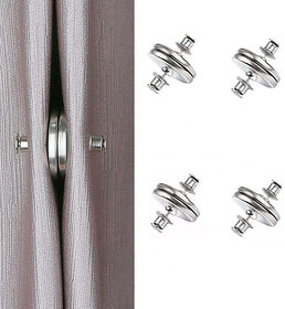 Curtain Magnets Closure with Tack Curtain Weights Magnets Buttons for Curtains Multipurpose Office Magnets Pack of 4(Silver)_Play-3322