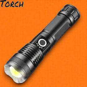 (ZOOMABLE METAL LED TORCH)5 Modes Flashlight, Super Bright Torch(Multicolor, 11 cm, Rechargeable)_Play-3487