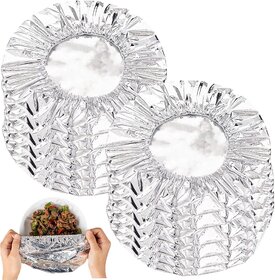 Reusable Aluminium Foil Food Covers, Kitchen Insulation Film, Elastic Bowl Covers, Table Food Insulation Cover, Fresh Keeping Food Wrapper for Kitchen (10pc Food Covers)