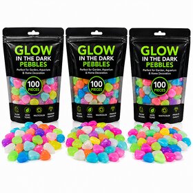 300 Pcs Luminous Aquarium Pebbles Glow Stones for Fish Tank Garden  Pot Decor