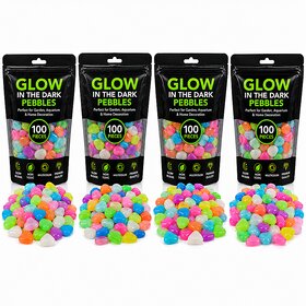 400 Pcs Multicolor Glow Stones for Aquarium Fish Tank Garden  Home Decoration