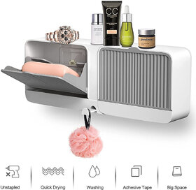 JDNMFASHION Wall Mounted Soap Box with Double Soap Holder & Drain Tray (Multicolor)