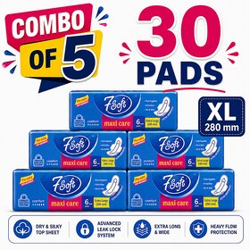 7soft Sanitary Pads Combo Pack  Heavy Flow Protection  Cottony Soft Comfort  Feminine Hygiene Essentials  Pack of 5