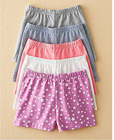 (Pack Of 4) ew Summer Women Casual Elastic Waist Cotton Shorts Printed Slim Colors Women Shorts