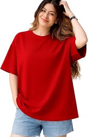 Womens Oversized Cotton T-Shirt  Plain Drop Shoulder Tee (S-7XL Plus Size)CLONE-292