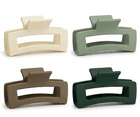 Matte Finish Large Hair Claw Clips for Women (Set of 4)