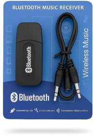 Wireless Music Bluetooth Receiver, USB Audio Adapter with 3.5mm Aux Cable