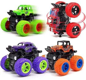 (Pack of 2 Cars) Big Size Monster Truck Toy for Kids | 360 Rotating Stunt Friction Powered 4WD Push and Go Vehicle|Gift Toy for Boys Girls Toddlers | Birthday Return Gift for Kids