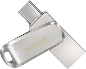 SanDisk Mobile Pen Drive Luxe 128GB, USB Type A  USB C Connector, Up to 400MB/s R, Silver