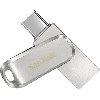 SanDisk Mobile Pen Drive Luxe 128GB, USB Type A  USB C Connector, Up to 400MB/s R, Silver