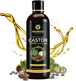 Moolveda Pure Castor Hair Growth Oil - 200ml Natural Hair Care for Men  Women