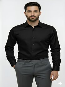 Men's Formal Plain Regular Shirt with Pocket  Spread Collar Full Sleeves Casual Style