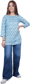 Kid Kupboard Cotton Womens Kurti, Blue, Full-Sleeves, XL-Xtra Large KIDS8573