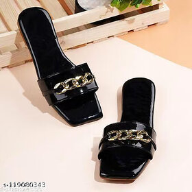 Black Embellished Flats For Women
