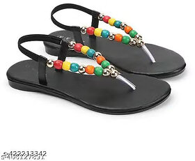 Black Canvas Embellished One-Toe Flats