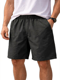 Men's Cotton Cargo Shorts, Elastic Waistband, Relaxed Fit, Mid Rise, 5 Pockets,  Above Knee Length