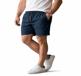 Men's Cotton Cargo Shorts, Elastic Waistband, Relaxed Fit, Mid Rise, 5 Pockets,  Above Knee Length