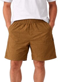 Men's Cotton Cargo Shorts, Elastic Waistband, Relaxed Fit, Mid Rise, 5 Pockets,  Above Knee Length